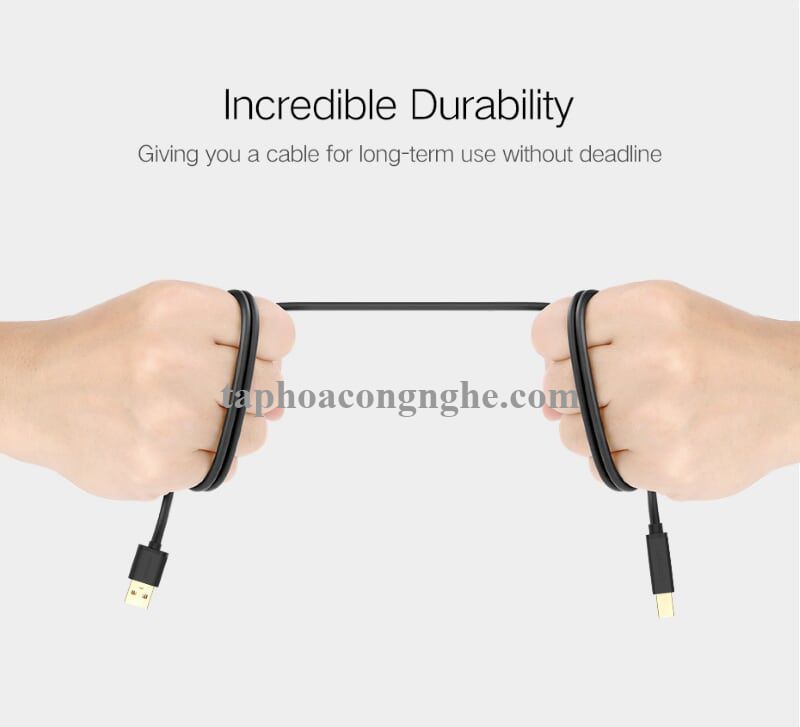 Ugreen 10352 5M màu Đen Cáp USB 2.0 sang USB B máy in đầu mạ vàng US135 30010352